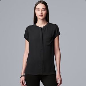 SIMPLY VERA VERA WANG Black Short Sleeve Blouse Large